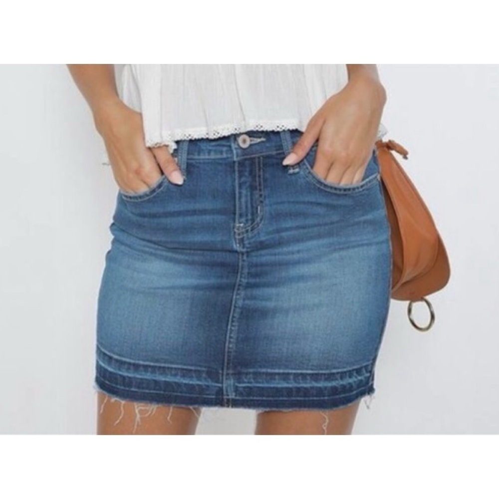 KanCan Raw hem denim skirt